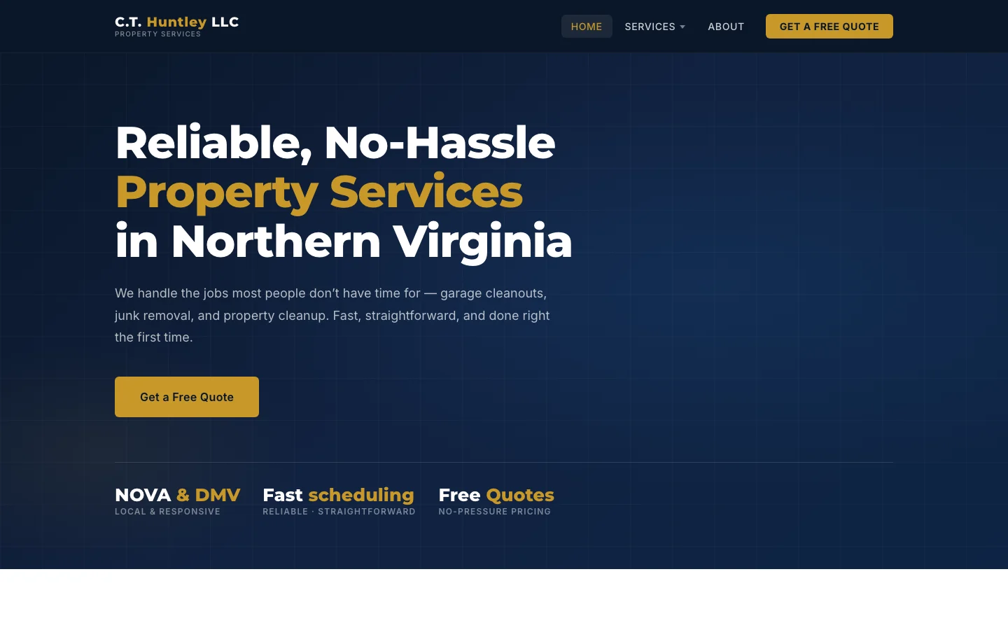 C.T. Huntley — homepage above the fold