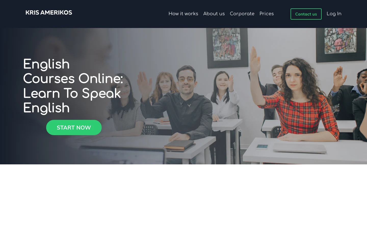 Kris Amerikos — homepage above the fold